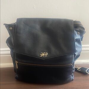 Freshly Picked Black Leather Diaper Bag
